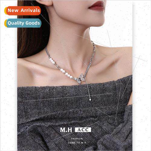 Character Painting Butterfly Tassel Necklace Pearl Women New