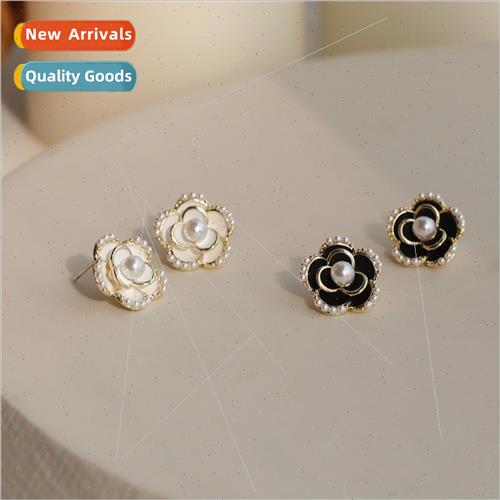 S925 silver needle French camellia earrings female Korea ret