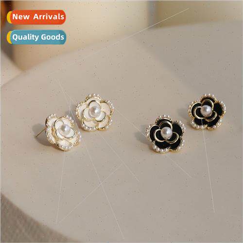 S925 silver needle French camellia earrings female Korea ret