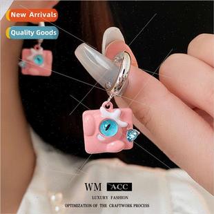 diamonds square monster lver shaped colorful earrings pin