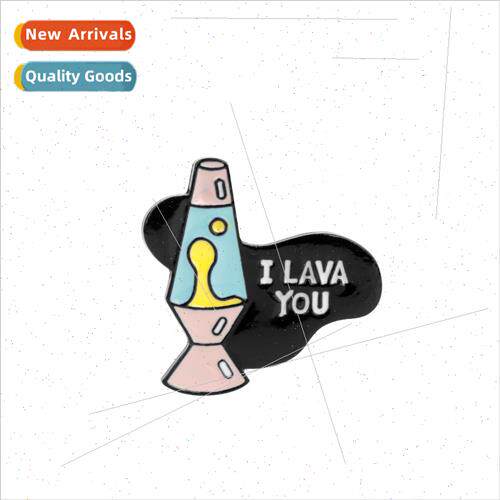 New creative alloy lava volcanic island I LAVA YOU brooch pi