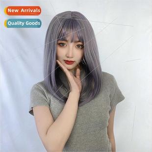 hair wig whole gray smoky locks long women blue Haze