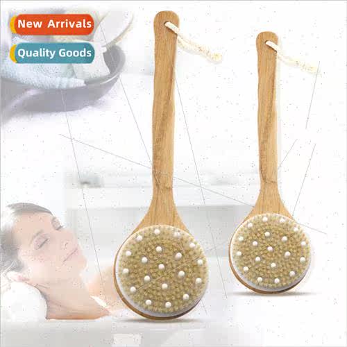Bamboo Curved Handle Bath Brush Non-slip Long Handle PPR Sof