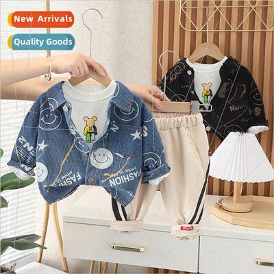 2023 fall new childrens casual su boys lapel denim jacket su