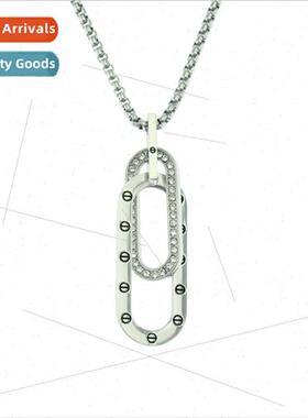 Hipster simple oval double circle personalized pendant men w