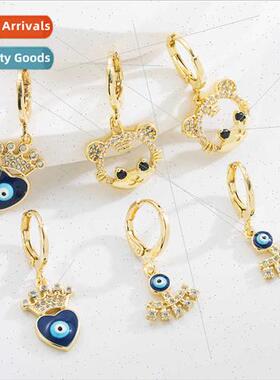 Europe Trend Earrings xury Devil Eye Love Heart Zirconium Ea