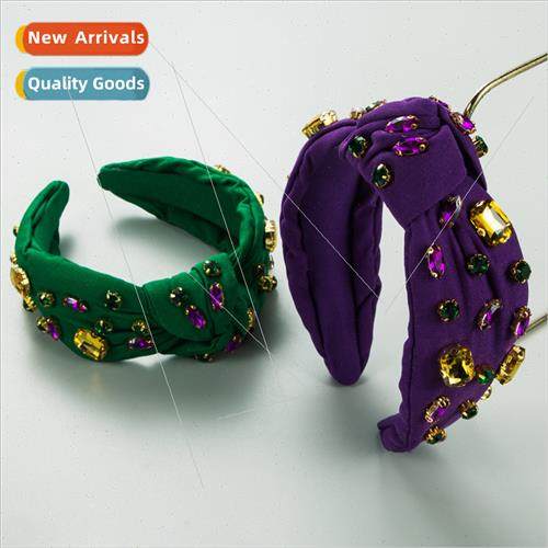 Europe new retro Cuban wide edge headband hand sewing glass