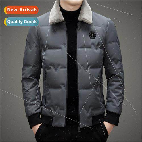Winter men short down jacket thickened warm casual gray duck