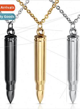 Bullet tanium steel pendant necklace men veteran commemorati