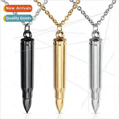 Bullet tanium steel pendant necklace men veteran commemorati