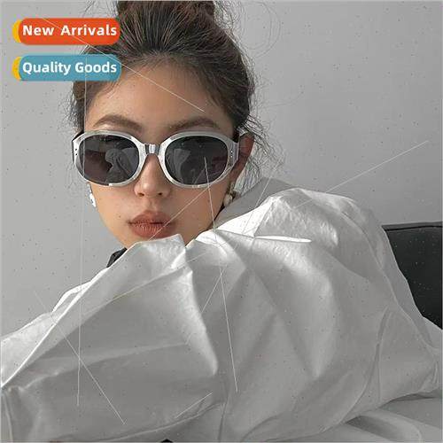 Europe retro metal silver wide leg senior sense ins oval sun