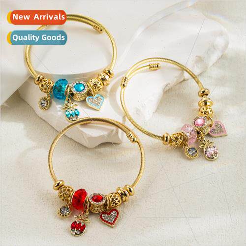 Panjia new fashion wild stainless steel bracelet diamonds lo