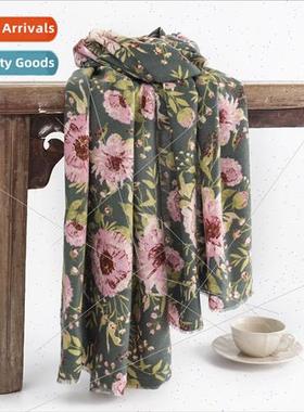 Flower long winter faux cashmere scarf female fashion commut