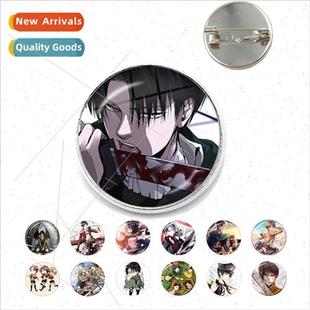 Tan Badge Cartoon Cloth Gemstone Attack Time Anime Brooch