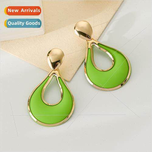 mple Korean green earrings Korean female creative water drop