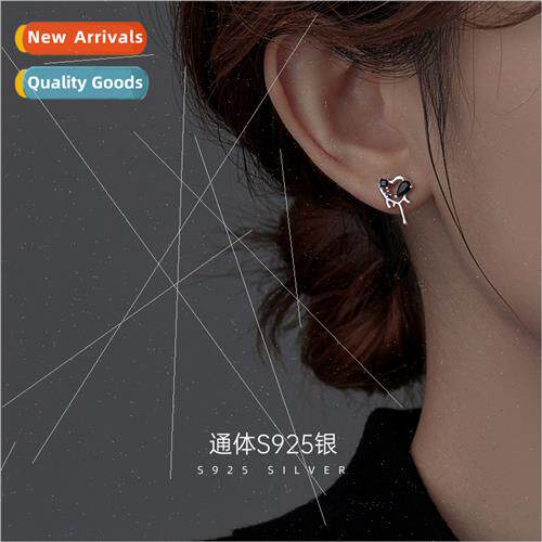 S925 silver sweet cool love heart earrings fall winter niche