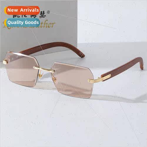 New rimless leopard sunglasses Europe nd set shooting men wo