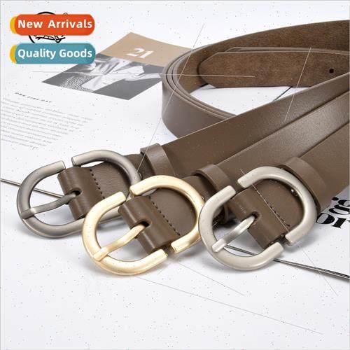 Ladies leather belt classic simple cowhide women belt casual