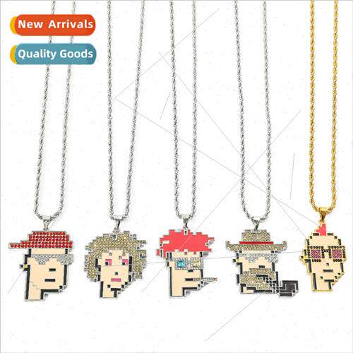 New cartoon avatar necklace alloy mosaic hip hop pendant jum
