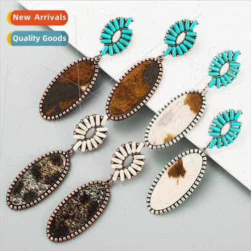 Europe new creative leather earrings female alloy plated ant