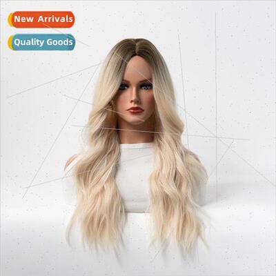 Europe Wig Women Wavy Curly Hair Ladies Wig Head Covers Blon