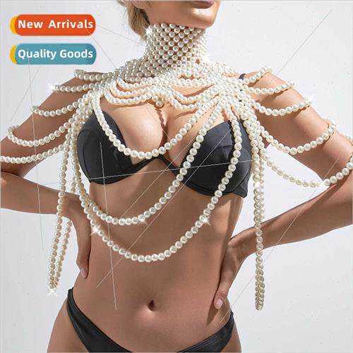 Europe Handmade Knted Fashion Pearl Shoulder Chain Vintage M