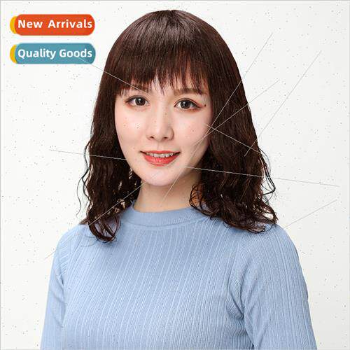 Wig female long hair full head set air bangs collarbone medi
