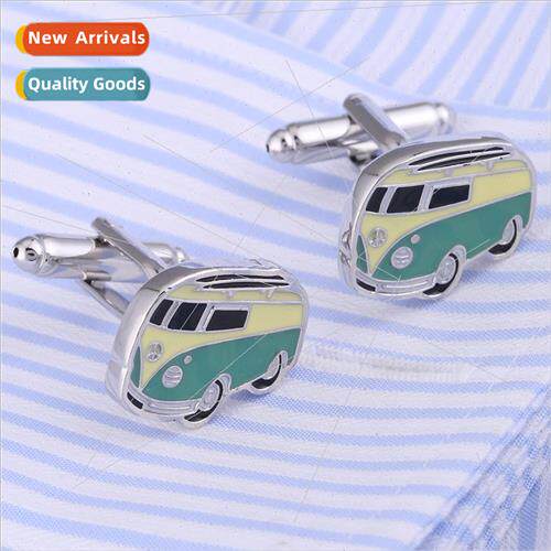 High  fun bus cufflinks baked enamel cufflinks men French cu