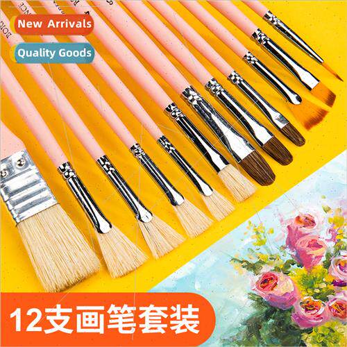 Gouache Brush Set Flat Head Pig deburns Fan Art Drawing Brus