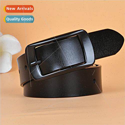 New leather belt female black buckle head day word buckle Ko