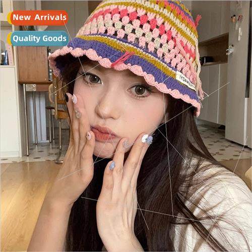 che design sense Japanese retro handmade crochet striped woo