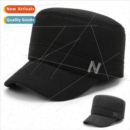 Middle-aged elderly people in winter warm cap father grandfa