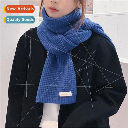 Korean  ins retro blue knted scarf female fall winter fashio