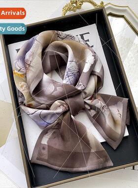 Chinese retro floral double layer silk mulberry silk scarf w