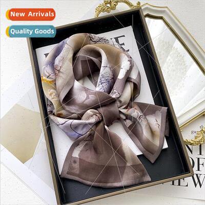 Chinese retro floral double layer silk mulberry silk scarf w