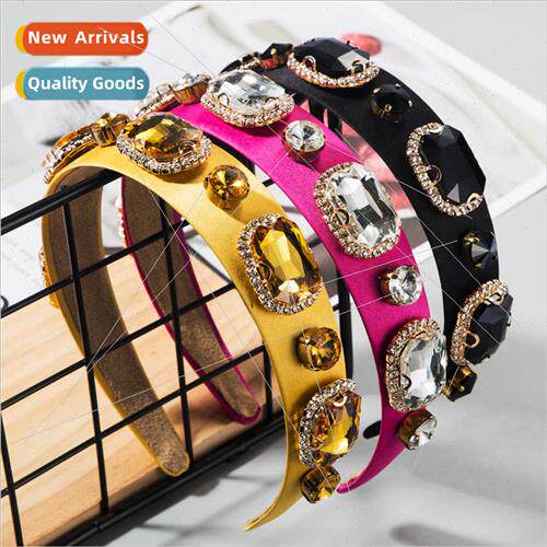 Europe ins hair accessories Ba Feng set glass diamond fabric