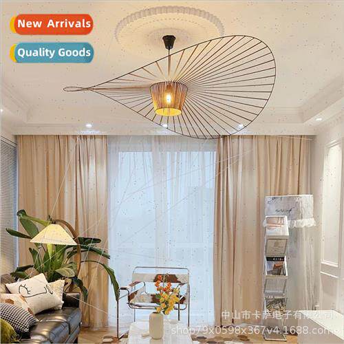 Scandinavian straw hat chandelier simple personalized art fa