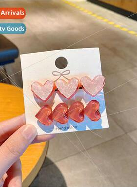 Pink love cute side clip ehead bangs hairpin female summer s