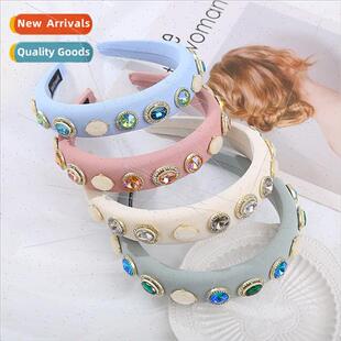 Korean high-level sense headdress baroque geometric rhinesto
