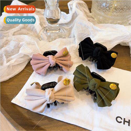 Oni sister  ins retro leather velvet bow versatile fixed hig