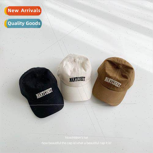 Alphabet embroidery children baseball cap washed soft-top ca