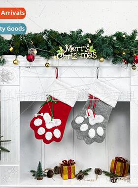 Christmas Decorations 2023 New Red Gray Pet Christmas Stocki
