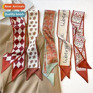 bplaid nec light scarf silk small hair tie red Autumn Spring