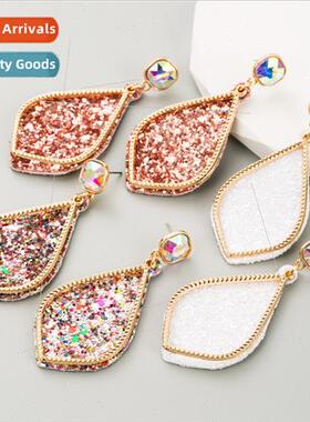 Europe new fashion alloy glass earrings female colorful sequ