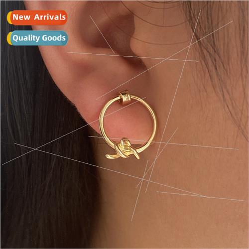 Europe new creative copper plating knot earrings female ins