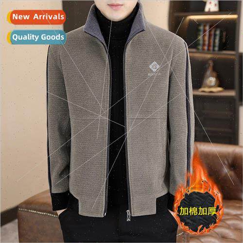 Autumn winter jacket male stand-up collar sable velvet wool