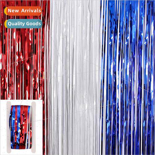 Independence Day Rain Curtain Red Whe Blue Splicing Color St