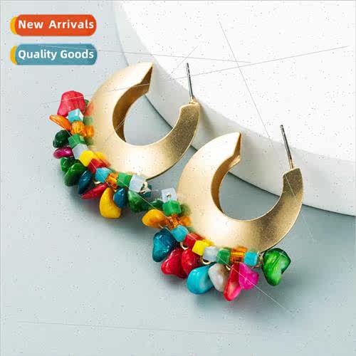 Europe creative geometric C-shaped alloy colorful gravel stu