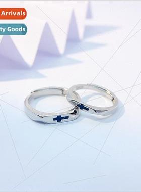 Silver Cross Couple Rings Pair Niche 2023 适用Man Girlfriend
