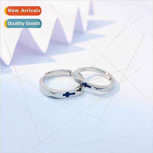 Silver Cross Couple Rings Pair Niche 2023 适用Man Girlfriend